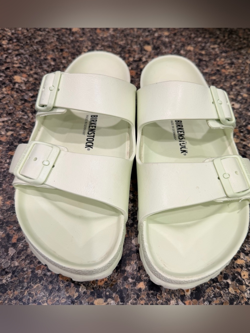 Birkenstock ladies 41  Essentials EVA Two-Strap Sandals in Light Green
